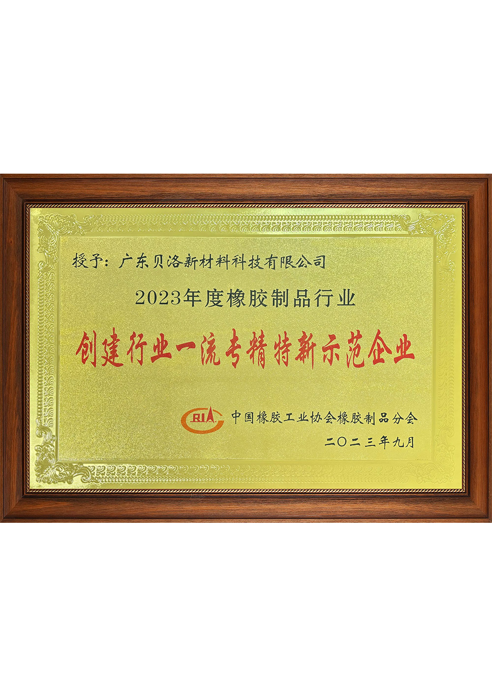 中橡協(xié)行業(yè)一流專精特新示范企業(yè)